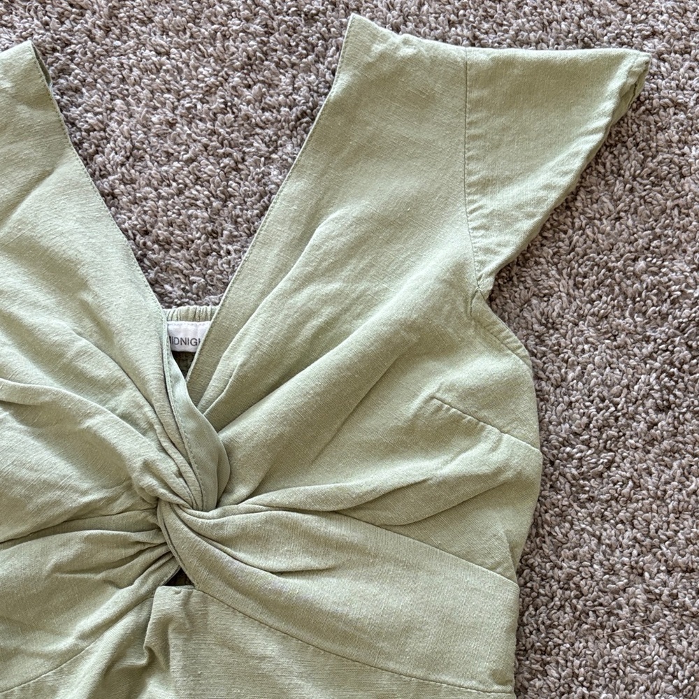 Sage Green Crop Shirt - Picture 2 of 5